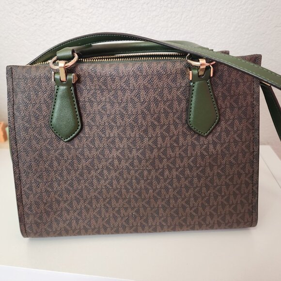 Michael Kors Logo Marilyn Medium Stripe Satchel - Picture 3 of 6